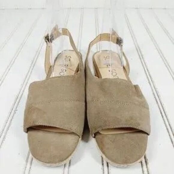 Women's Suede Sling Back Espadrille Sandals Sole Society Dolven Leather Flats 9 - Picture 7 of 8
